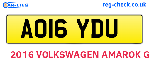 AO16YDU are the vehicle registration plates.