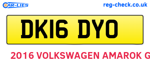 DK16DYO are the vehicle registration plates.