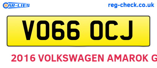 VO66OCJ are the vehicle registration plates.