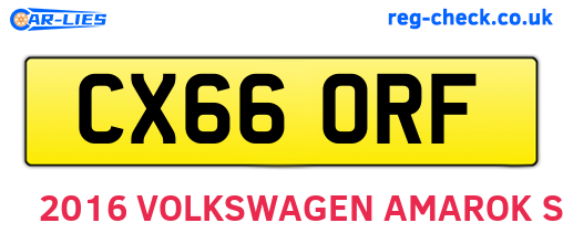 CX66ORF are the vehicle registration plates.