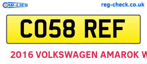 CO58REF are the vehicle registration plates.
