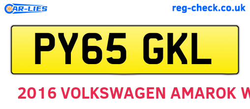 PY65GKL are the vehicle registration plates.