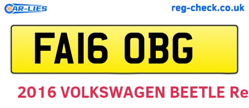FA16OBG are the vehicle registration plates.