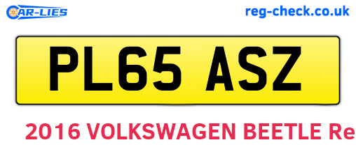 PL65ASZ are the vehicle registration plates.