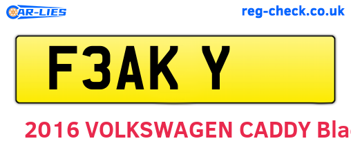 F3AKY are the vehicle registration plates.