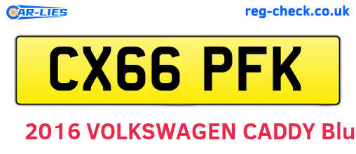 CX66PFK are the vehicle registration plates.