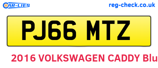 PJ66MTZ are the vehicle registration plates.