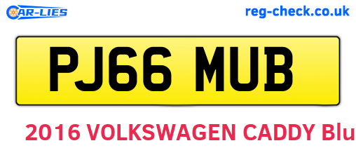 PJ66MUB are the vehicle registration plates.