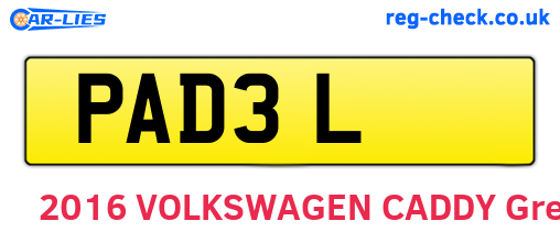 PAD3L are the vehicle registration plates.