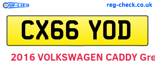 CX66YOD are the vehicle registration plates.