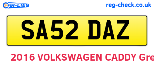 SA52DAZ are the vehicle registration plates.