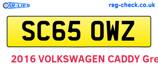 SC65OWZ are the vehicle registration plates.