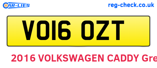VO16OZT are the vehicle registration plates.