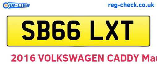 SB66LXT are the vehicle registration plates.