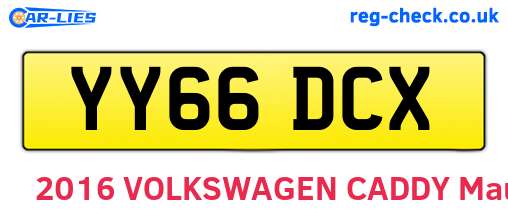 YY66DCX are the vehicle registration plates.
