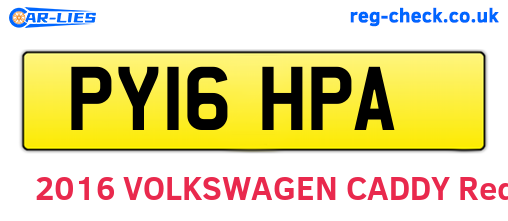 PY16HPA are the vehicle registration plates.