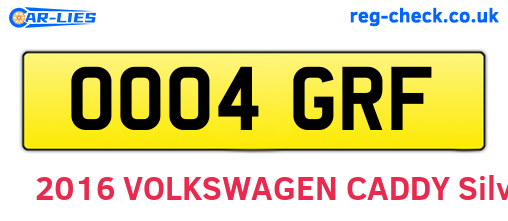 OO04GRF are the vehicle registration plates.