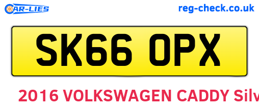 SK66OPX are the vehicle registration plates.