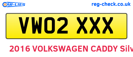 VW02XXX are the vehicle registration plates.