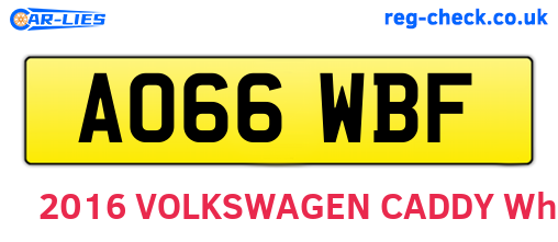 AO66WBF are the vehicle registration plates.