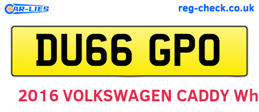 DU66GPO are the vehicle registration plates.