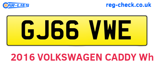 GJ66VWE are the vehicle registration plates.