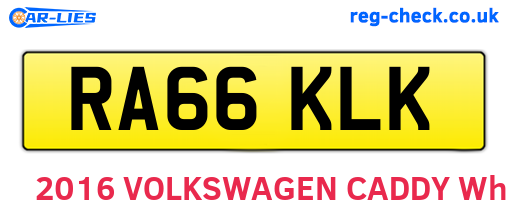 RA66KLK are the vehicle registration plates.