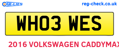 WH03WES are the vehicle registration plates.