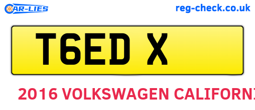 T6EDX are the vehicle registration plates.