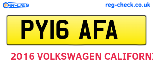 PY16AFA are the vehicle registration plates.