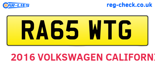 RA65WTG are the vehicle registration plates.