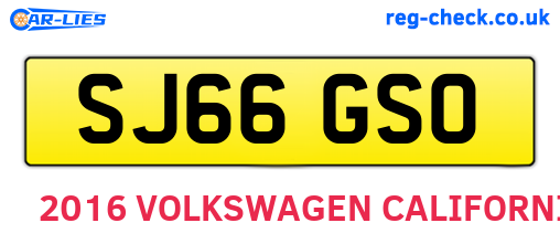 SJ66GSO are the vehicle registration plates.