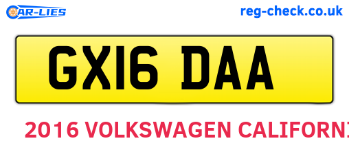 GX16DAA are the vehicle registration plates.