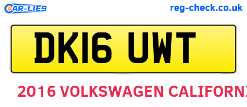 DK16UWT are the vehicle registration plates.