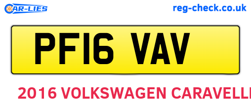 PF16VAV are the vehicle registration plates.