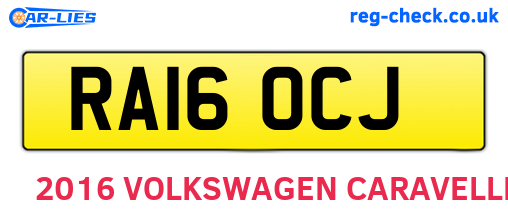 RA16OCJ are the vehicle registration plates.