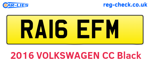 RA16EFM are the vehicle registration plates.