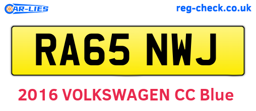RA65NWJ are the vehicle registration plates.