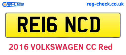 RE16NCD are the vehicle registration plates.