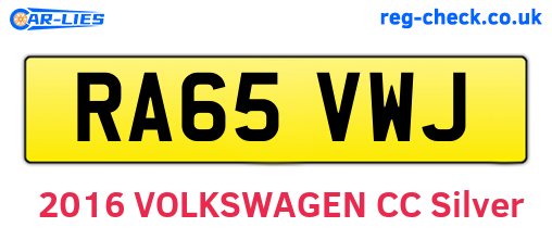 RA65VWJ are the vehicle registration plates.