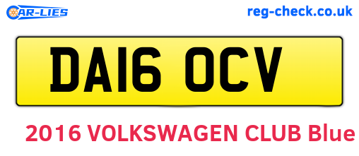 DA16OCV are the vehicle registration plates.