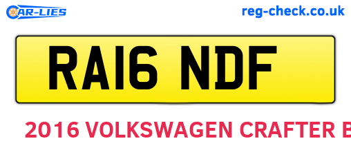 RA16NDF are the vehicle registration plates.