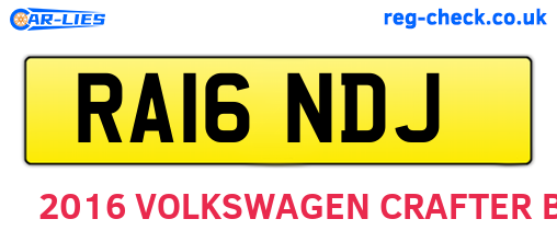 RA16NDJ are the vehicle registration plates.