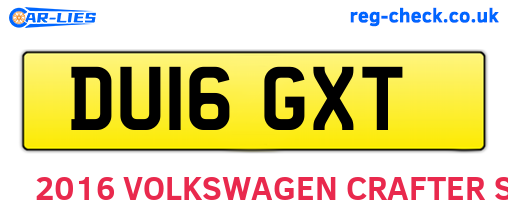 DU16GXT are the vehicle registration plates.