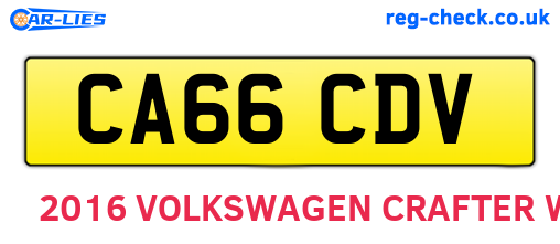 CA66CDV are the vehicle registration plates.