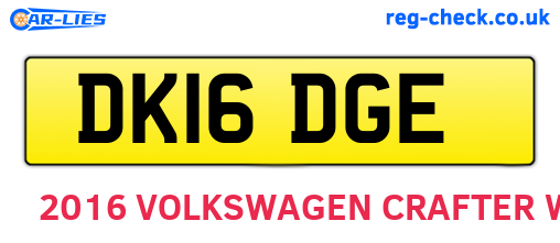 DK16DGE are the vehicle registration plates.