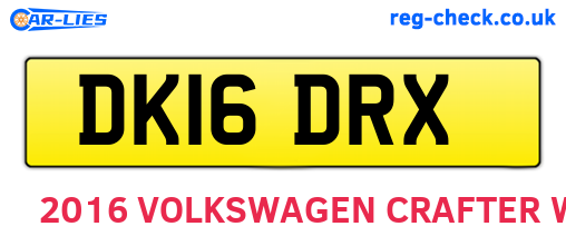 DK16DRX are the vehicle registration plates.