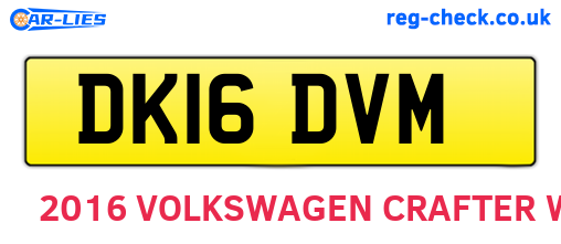 DK16DVM are the vehicle registration plates.