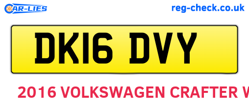DK16DVY are the vehicle registration plates.