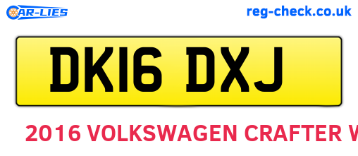 DK16DXJ are the vehicle registration plates.